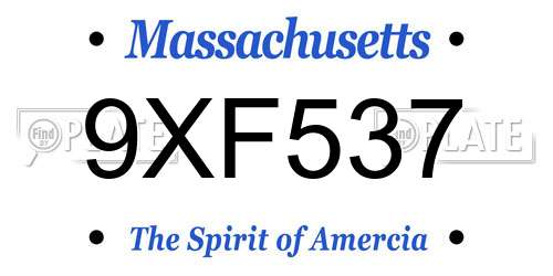 9XF537 Massachusetts License Plate