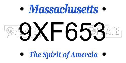 9XF653 Massachusetts License Plate