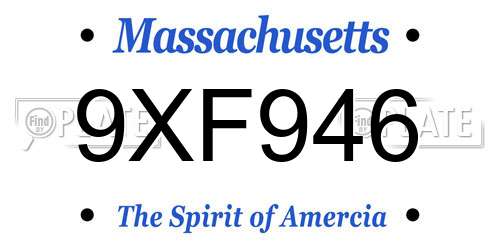 9XF946 Massachusetts License Plate