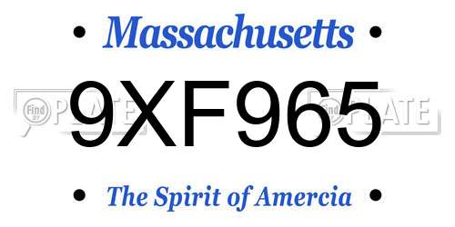 9XF965 Massachusetts License Plate