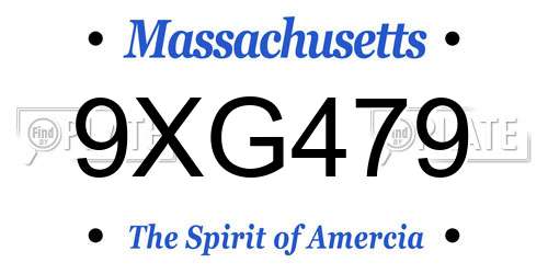 9XG479 Massachusetts License Plate