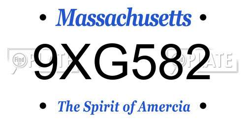 9XG582 Massachusetts License Plate