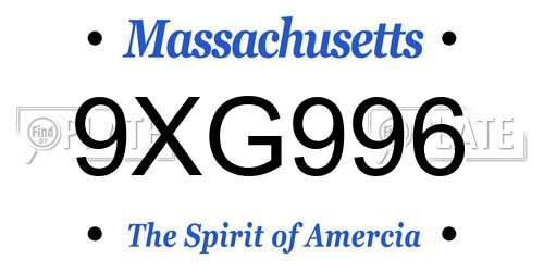 9XG996 Massachusetts License Plate