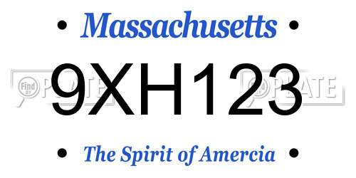 9XH123 Massachusetts License Plate