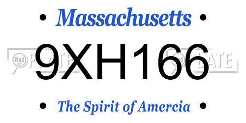 9XH166 Massachusetts License Plate