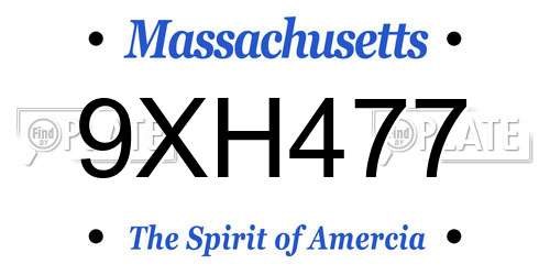 9XH477 Massachusetts License Plate