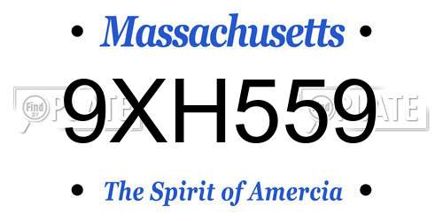 9XH559 Massachusetts License Plate