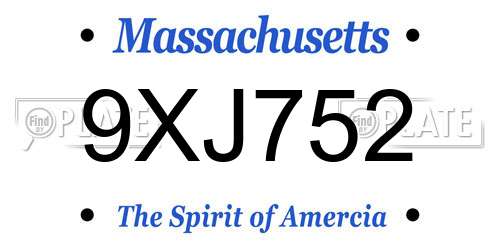 9XJ752 Massachusetts License Plate