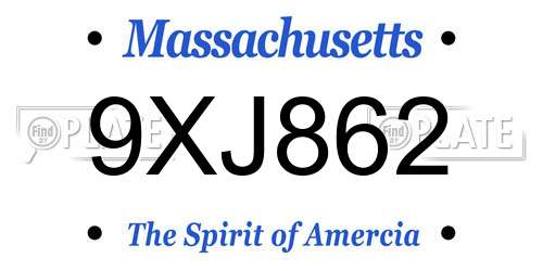 9XJ862 Massachusetts License Plate