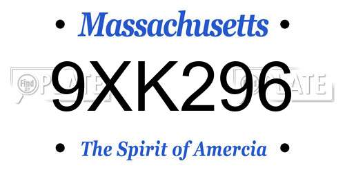 9XK296 Massachusetts License Plate