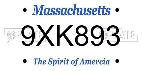 9XK893 Massachusetts License Plate