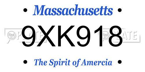 9XK918 Massachusetts License Plate