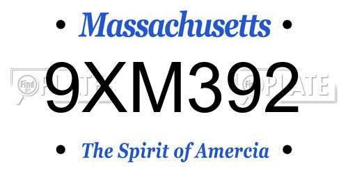 9XM392 Massachusetts License Plate