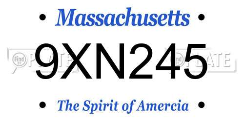 9XN245 Massachusetts License Plate