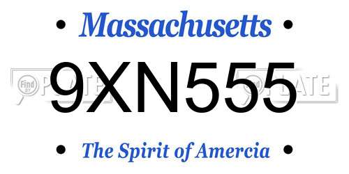 9XN555 Massachusetts License Plate