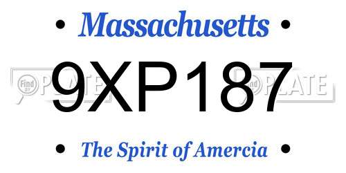 9XP187 Massachusetts License Plate