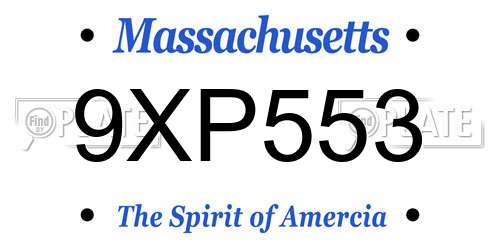 9XP553 Massachusetts License Plate