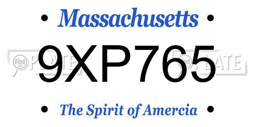 9XP765 Massachusetts License Plate