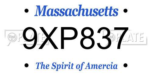 9XP837 Massachusetts License Plate