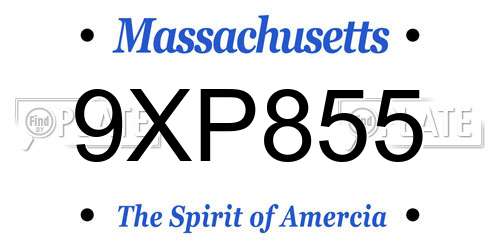 9XP855 Massachusetts License Plate