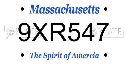 9XR547 Massachusetts License Plate