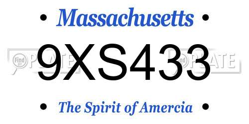 9XS433 Massachusetts License Plate
