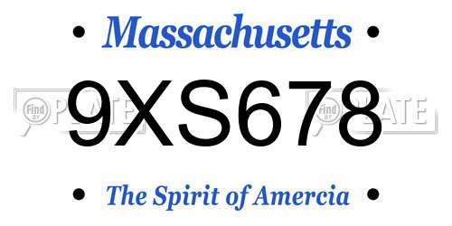 9XS678 Massachusetts License Plate
