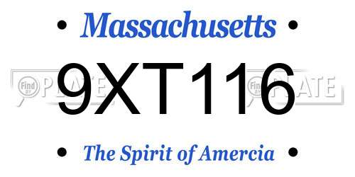 9XT116 Massachusetts License Plate