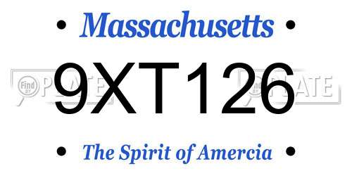 9XT126 Massachusetts License Plate