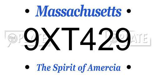 9XT429 Massachusetts License Plate
