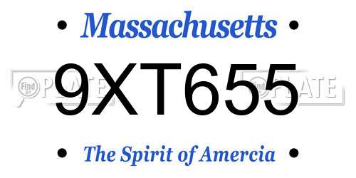9XT655 Massachusetts License Plate