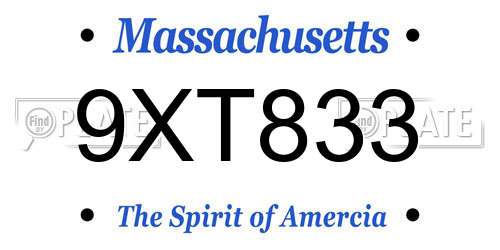 9XT833 Massachusetts License Plate