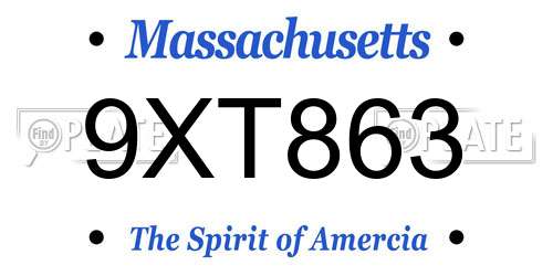 9XT863 Massachusetts License Plate