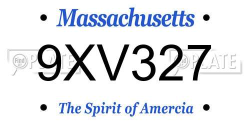 9XV327 Massachusetts License Plate