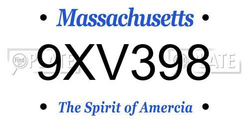 9XV398 Massachusetts License Plate