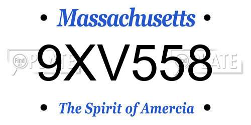 9XV558 Massachusetts License Plate