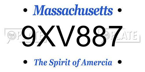 9XV887 Massachusetts License Plate