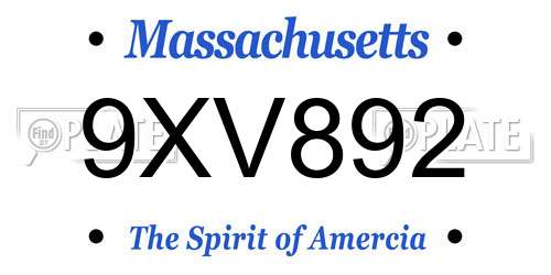9XV892 Massachusetts License Plate