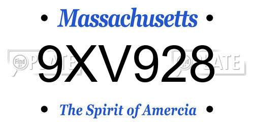 9XV928 Massachusetts License Plate