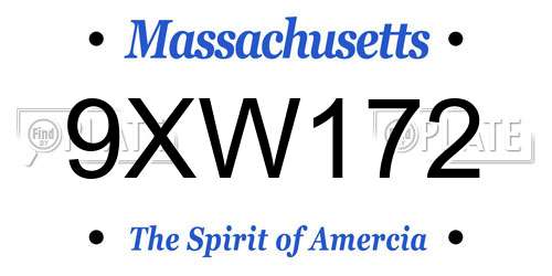 9XW172 Massachusetts License Plate