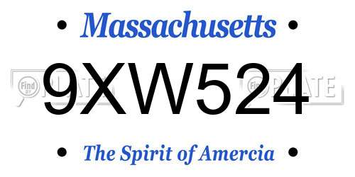 9XW524 Massachusetts License Plate