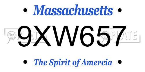 9XW657 Massachusetts License Plate