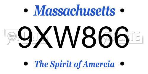 9XW866 Massachusetts License Plate