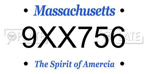 9XX756 Massachusetts License Plate