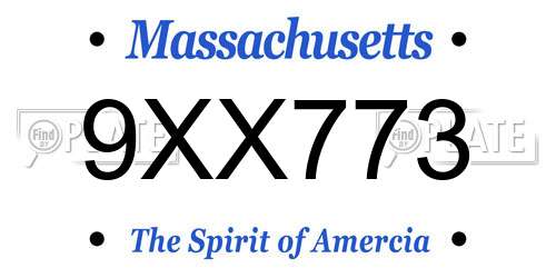 9XX773 Massachusetts License Plate