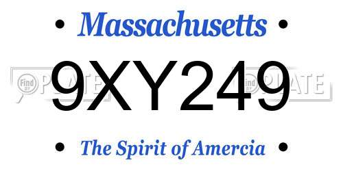 9XY249 Massachusetts License Plate