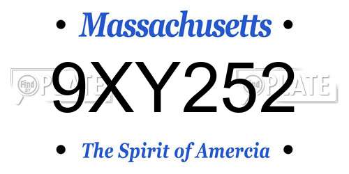 9XY252 Massachusetts License Plate
