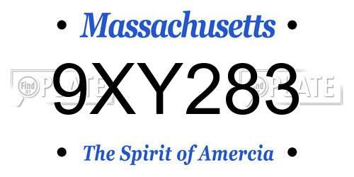 9XY283 Massachusetts License Plate