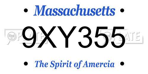 9XY355 Massachusetts License Plate