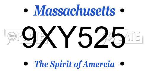 9XY525 Massachusetts License Plate